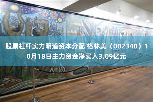 股票杠杆实力明道资本分配 格林美（002340）10月18日主力资金净买入3.09亿元