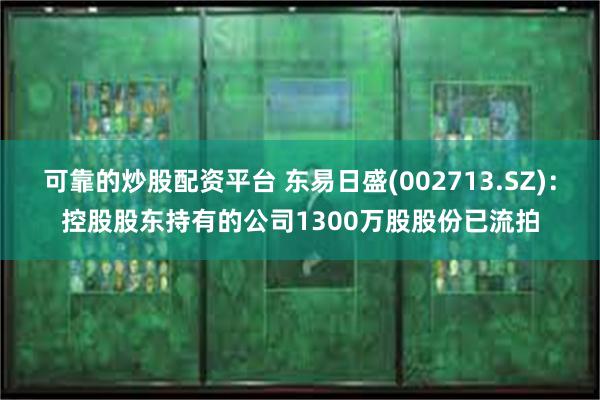 可靠的炒股配资平台 东易日盛(002713.SZ)：控股股东持有的公司1300万股股份已流拍